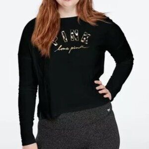 Victoria's Secret PINK Floral Logo Crew Neck Semi-Crop Top XS